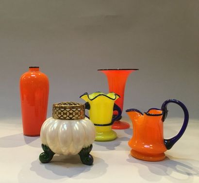 POWOLNY Michael (1871 - 1954) Set of five objects including vase, cup, pitcher, perfume...