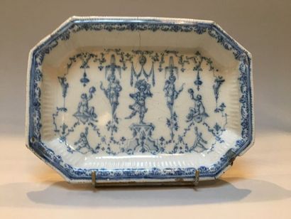 null MOUSTIER

Rectangular dish with cut-off sides, Bérain-style decoration

XVIIIth...