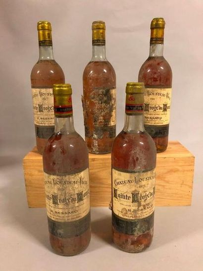5 bouteilles Château LOUSTEAU-VIEIL, Ste-Croix-du-Mont 1973 (ett, ea, 3 J, 2 LB)...
