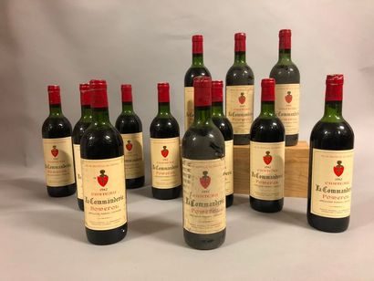12 bouteilles Château 	LA COMMANDERIE, 	Pomerol 	1982	 (els, MB) 