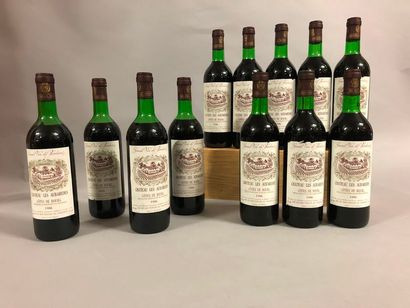 12 bouteilles Château LES AUBAREDES, Côtes-de-Bourg 1986 (7 J, 4 B) 