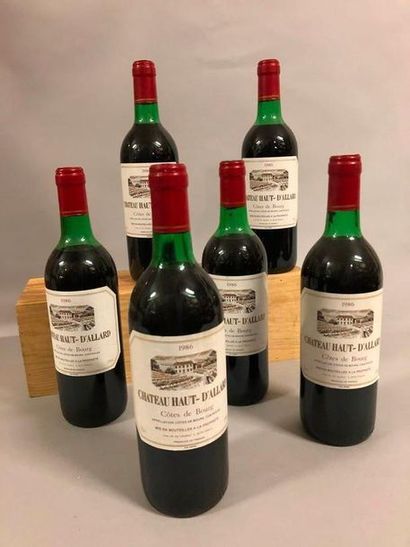 6 bouteilles Château 	HAUT D'ALLARD, 	Côtes-de-Bourg 	1986	 (es, 3 TLB, 3 MB) 