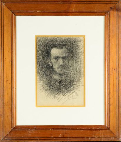 Ernest LAURENT (1859-1929) Portrait d'homme 

Fusain signé en bas à droite 

23 x...
