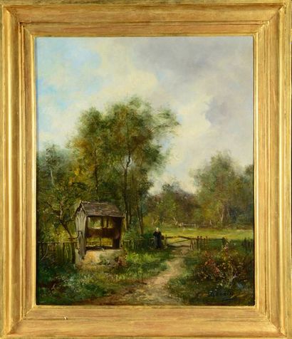 null Landscape with well and peasant

Oil on canvas with a signature in the lower...