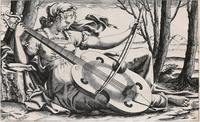 René BOYVIN (c.1525/c.1580/98). Muse jouant...