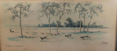 null Charles Jean HALLO
Animals of venery and deer
hunting Set of 9 colour engravings,...