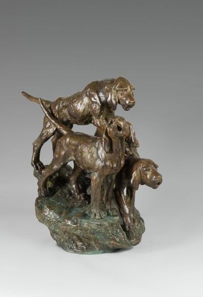 null Georges Lucien VACOSSIN (1870-1942)
Trois chiens de meute
Important bronze à...