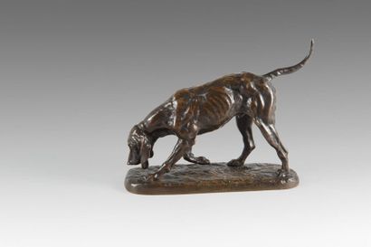 null Gaston d'ILLIERS (1876-1932)
Dog on the trace
Bronze with shaded brown patina,...