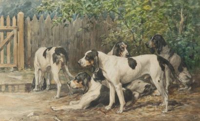 null Charles Olivier de PENNE (1831-1897)
Chiens de Saintonge at rest
Watercolor...
