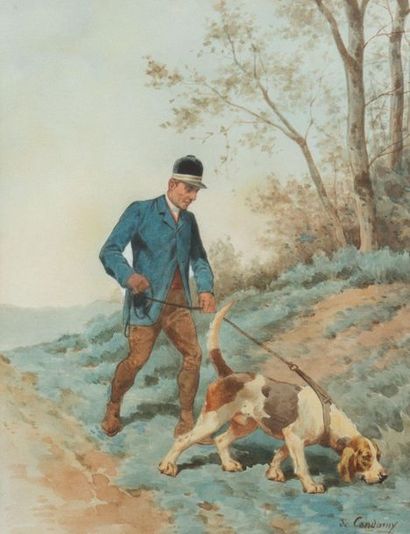 null Charles de CONDAMY (1847-1913)
Le valet de chien
Aquarelle sur papier signée...