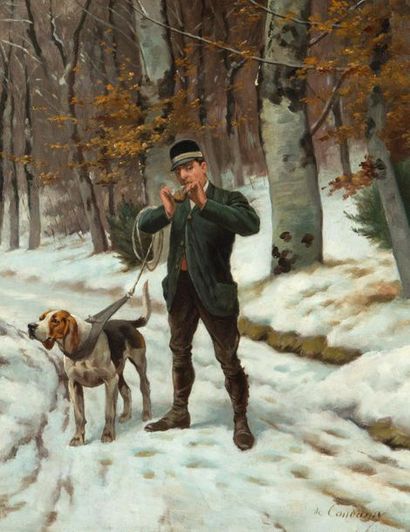 null Charles de CONDAMY (1847-1913)
Valet of dog
Oil on panel signed lower right...