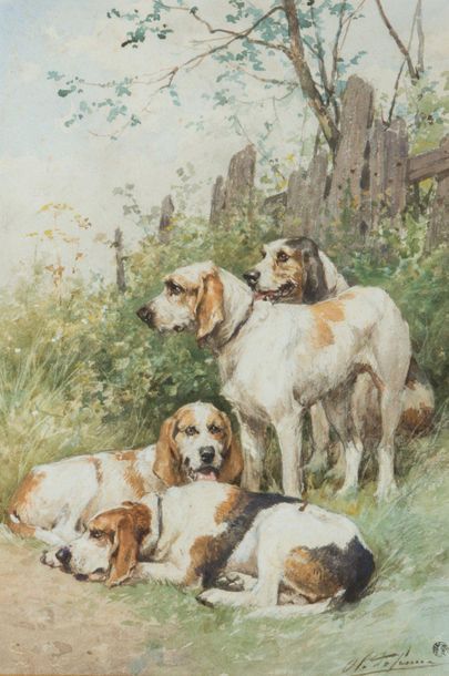 null Charles Olivier de PENNE (1831-1897)
Les chiens à l’attache : Griffons Vendéens...
