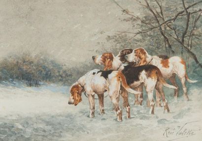 null René VALETTE (1874-1956)
Relais de Français tricolores sous la neige
Watercolour...
