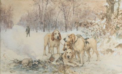 null Charles Olivier de PENNE (1831-1897)
Griffons vendéens auprès du feu
Watercolor...