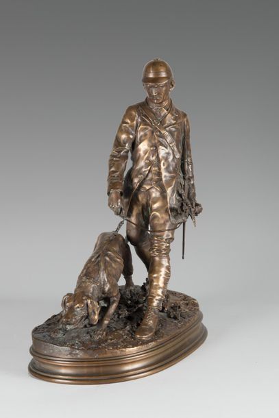 null Pierre Jules MENE (1810-1879)
Piqueux et son chien
Bronze à patine brun clair...