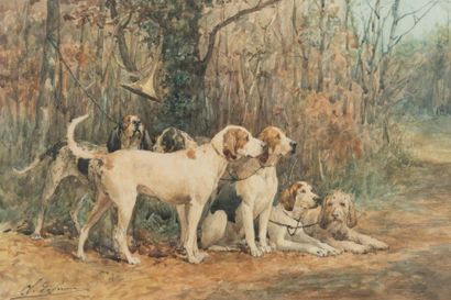 null Charles Olivier de PENNE (1831-1897)
Relais de chiens
Aquarelle gouachée sur...