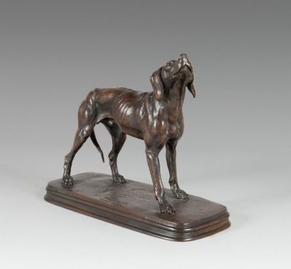 null Ferdinand PAUTROT (1832-1874)
Chien, truffe levée
Bronze à patine brune signé...