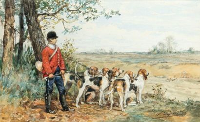 null Charles Olivier de PENNE (1831-1897)
Le relais de chiens Français tricolores
Aquarelle...