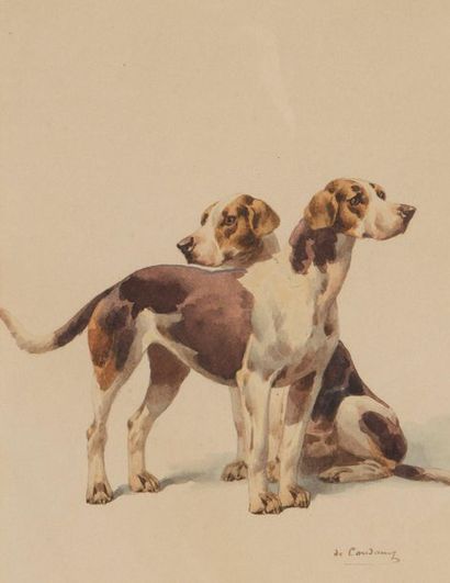 null Charles de CONDAMY (1847-1913)
Deux chiens
Aquarelle sur papier signée en bas...