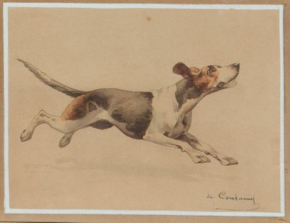 null Charles de CONDAMY (1847-1913)
Welsh Terrier et Chien courant
Deux aquarelles...