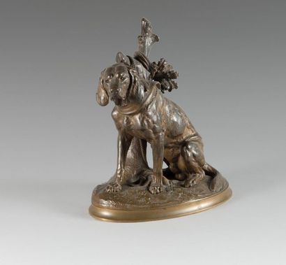 null Victor CHEMIN (1825-1901)
Hound with a
bronze attachment with a brown patina...