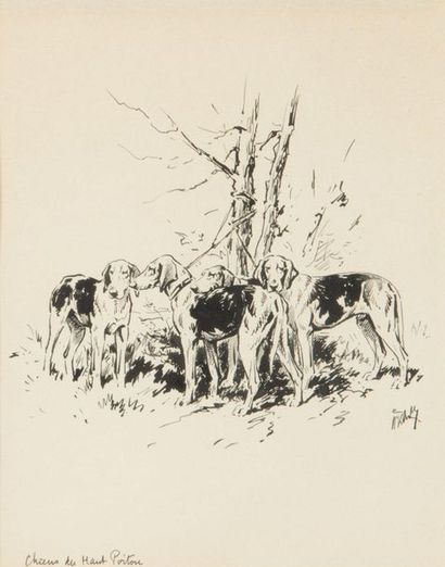 null Baron Karl REILLE (1886-1975)
Chiens du Haut Poitou
Ink on paper titled lower...