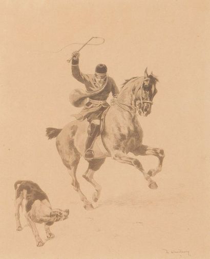 null Charles de CONDAMY
Veneur et chien
Gravure en sépia encadrée.
24,5 x 20 cm