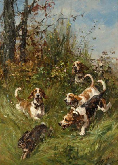 null Charles Olivier de PENNE (1831-1897)
La chasse au lapin de Garenne avec les...