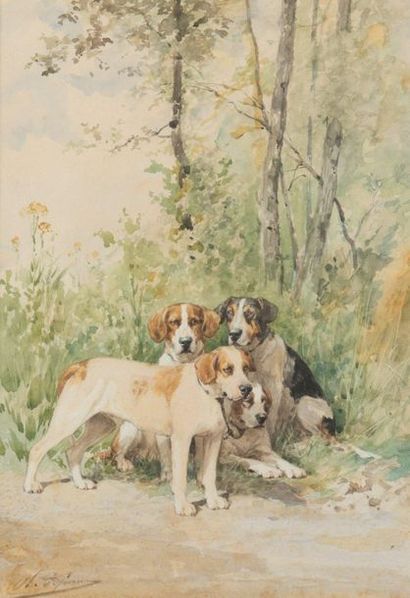 null Charles Olivier de PENNE (1831-1897)
Relais de chiens, équipage royal
Aquarelle...