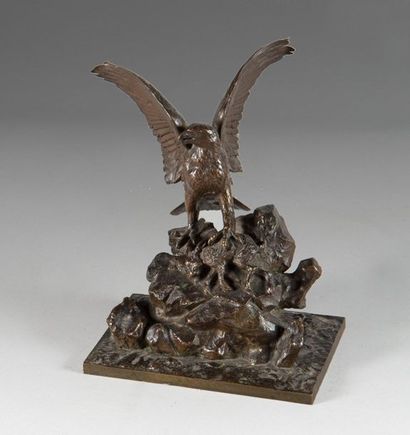 null Antoine Louis BARYE (1796-1875)
Eagle seizing a Bronze hare
with a shaded brown...