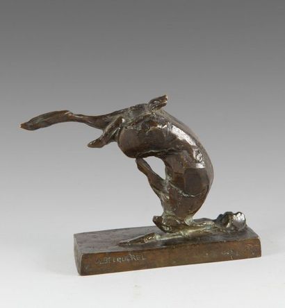 null André BECQUEREL (1893-1981)
Lièvre boulant
Bronze à patine brune. Signature...