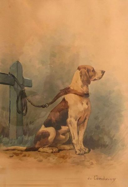 null Charles de CONDAMY (1847-1913)
Dogs in the tie
Pair of watercolours on paper...