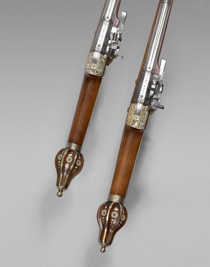 null Pair of officer's wheel pistols of the guard of Christian II, Great Elector...