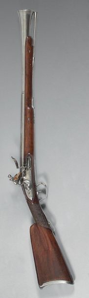 null Large flintlock blunderbuss, barrel with two registers, octagonal then round...