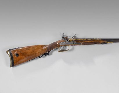 null Beautiful flintlock shotgun of the Manufacture of Versailles: Double barrel...