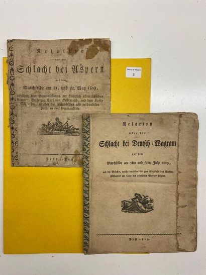 null Two pamphlets printed in German, of the time, one about the Battle of Wagram,...