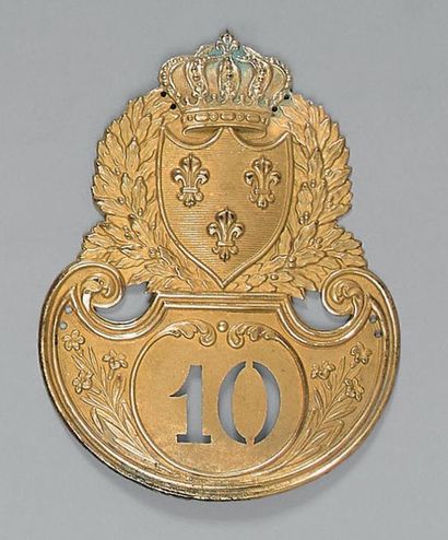 null Plaque de shako d’officier d’infanterie de ligne modèle 1821, du 10e régiment,...
