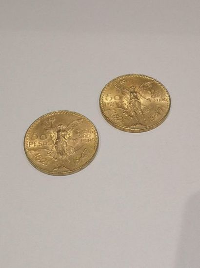 2 pièces de 50 Pesos or 
1821-1947

Frais...