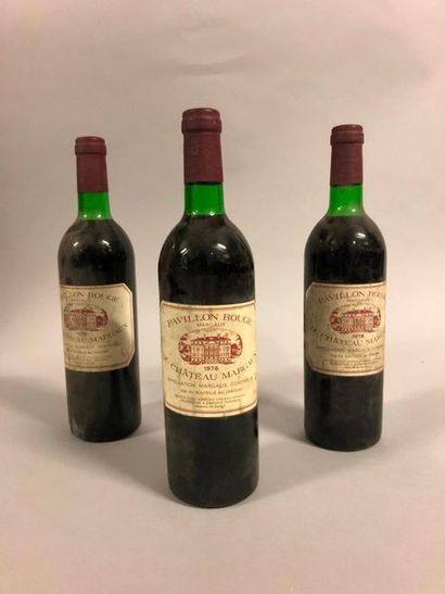 null 3 bouteilles PAVILLON ROUGE DU CH. MARGAUX, Margaux 1976 (es, et, 1 J, 1 TLB,...