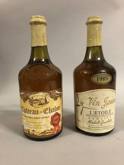 null 2 bouteilles VIN JAUNE (1 L'Étoile, Geneletti 1989, 1 Château-Chalon, Peltier...