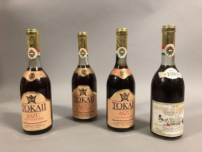 null 4 bouteilles TOKAJI [1 Sarospatak 1983 5 Puttonyos, 3 Storaljaujhely 1981, 2...