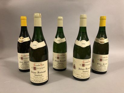 null 5 bottles PULIGNY-MONTRACHET ''Les Folatières 1er cru'', P. Pernot (2 of 1987,...