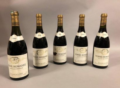 null 5 bouteilles VOSNE-ROMANÉE ''Les Orveaux 1er cru'', Mongeard-Mugneret 1990 (elt,...