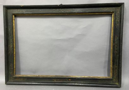 null Large frame called ''à cassetta'' in blackened wood and golden rabbets decorated...