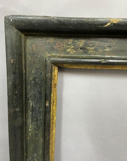 null Large frame called ''à cassetta'' in blackened wood and golden rabbets decorated...