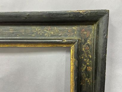 null Large frame called ''à cassetta'' in blackened wood and golden rabbets decorated...