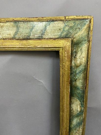 null Cadre en bois mouluré, repatiné faux marbre vert et dorure 

Italie, XVIIème/XVIIIème...