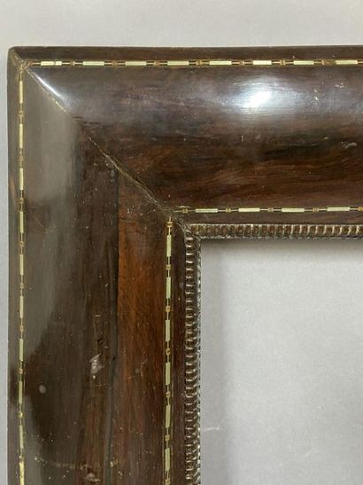 null Wooden frame with rosewood veneer, mother-of-pearl fillets and guilloche pattern...