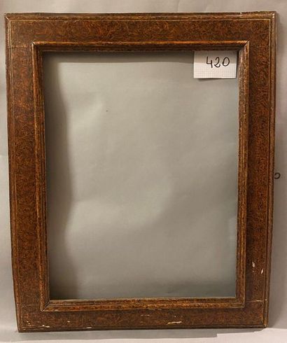 null *Reverse profile moulded wooden frame with painted decoration in imitation of...