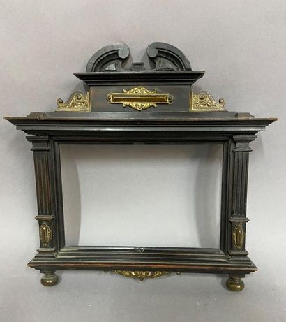 null Tabernacle frame in blackened pearwood with fluted pilasters, pediment and decorative...